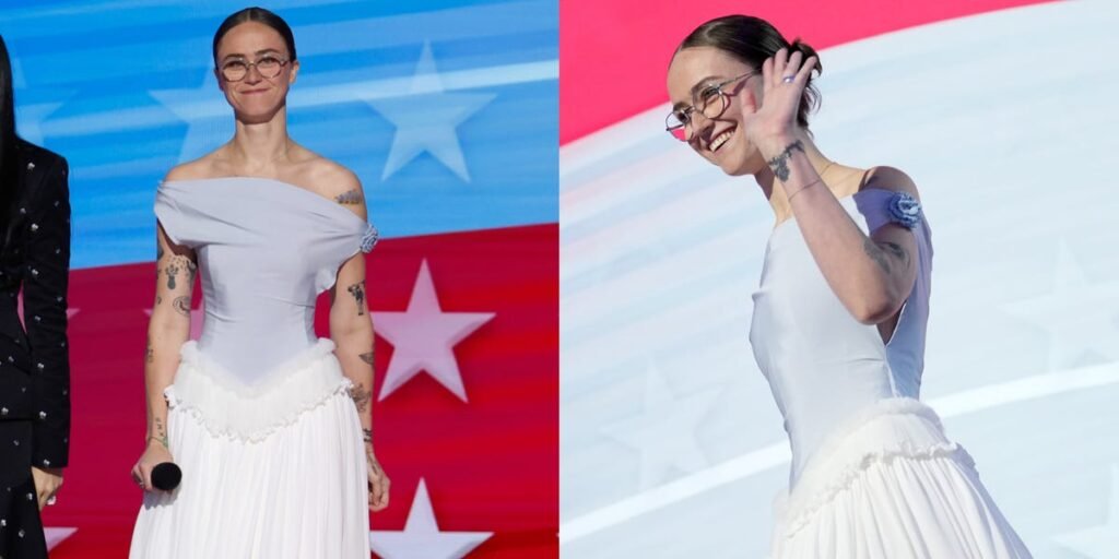 The popular TikTok designer behind Ella Emhoff's DNC dress says it's a modern take on the tea party look.